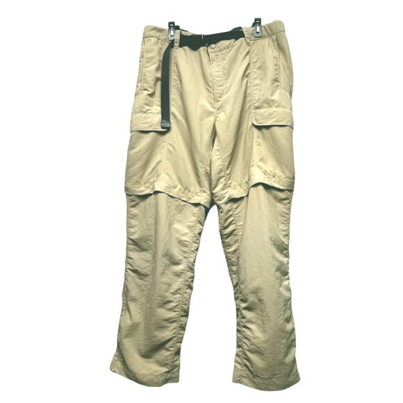 North Face Pants Mens XL Beige Convertible Cargo Nylon Belted Hiking Outdoor